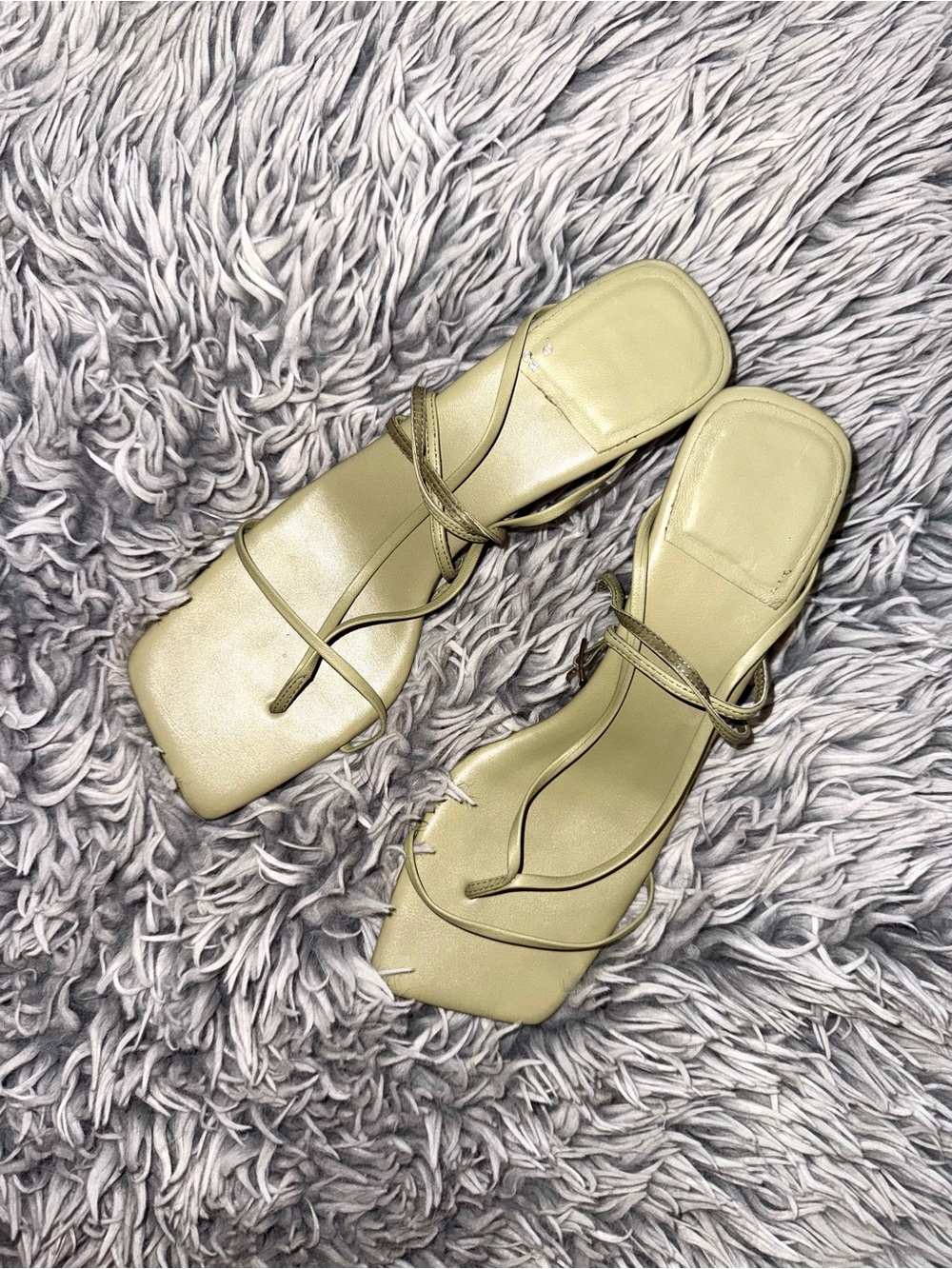 Jeffrey Campbell Olive Green Square-Toe Strappy Sandals